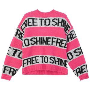 s.Oliver rózsaszín kötött pulóver lányoknak, 'Free to Shine' felirattal - S.Oliver