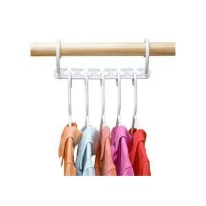 Space saving clothes hanger, white, 8 pack, for closet organization - Hanger and Hook