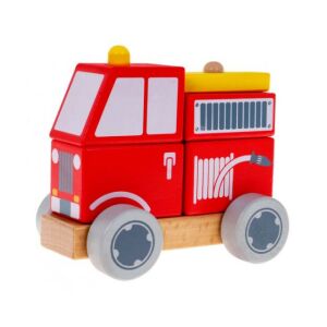 Fa tűzoltóautó 5 építőelemből álló készlet
