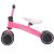 Side view of Pepita Knacky pink 4-wheel balance bike, steel frame, 12 inch wheels