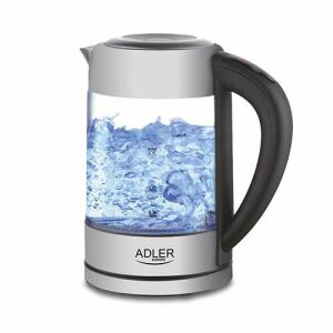 Adler AD 1247 electric kettle with temperature control, 1.7L, silver, glass, boiling water, illuminated - Kettle