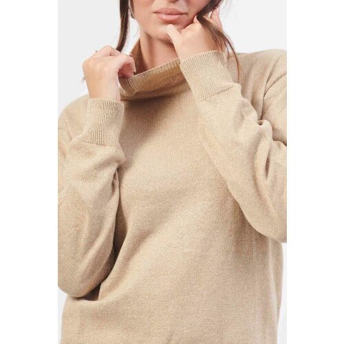 Sweter damski Armani Exchange z golfem w kolorze złotym i beżowym