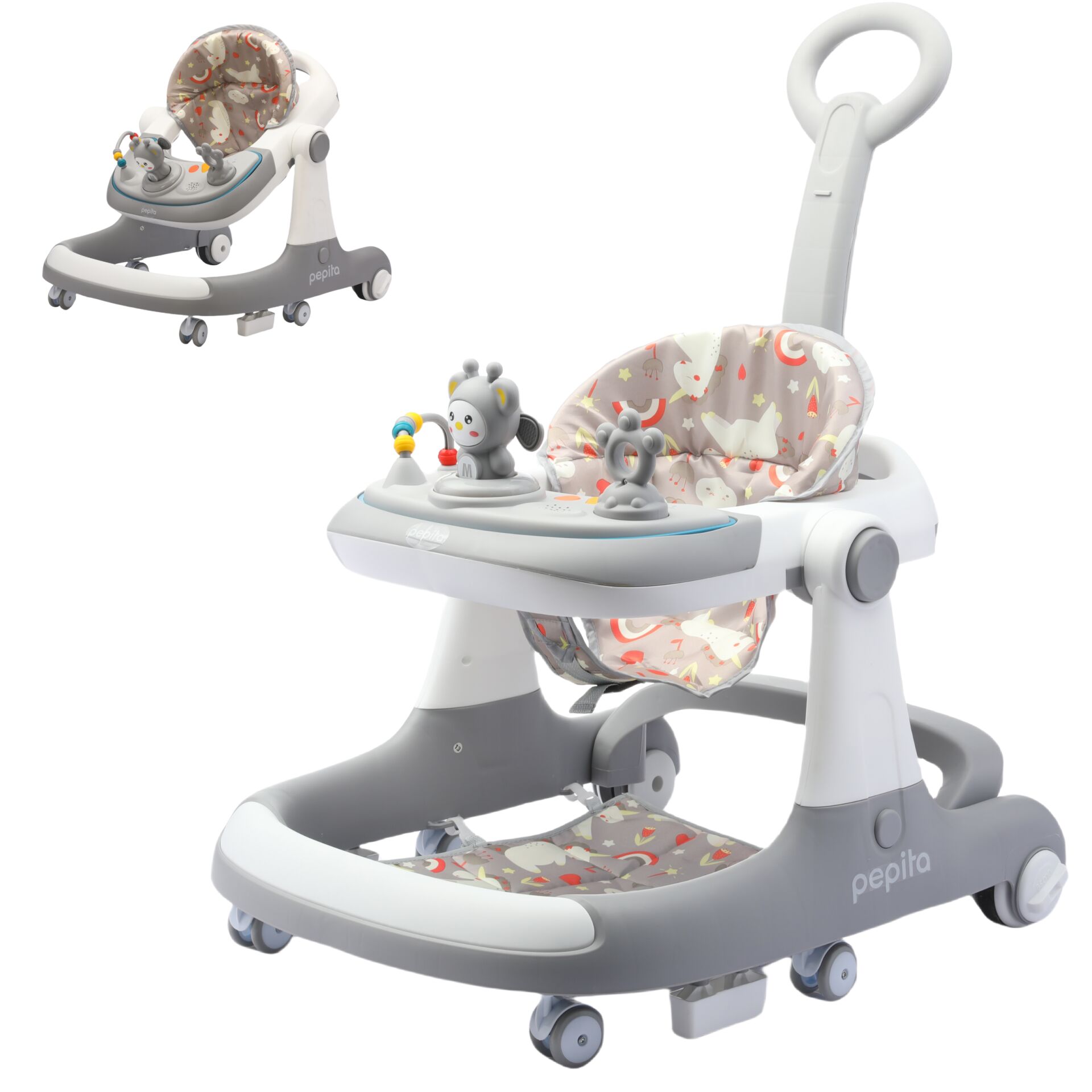 Pepita Jolly 4in1 zenélő Bébikomp tolókarral - szürke