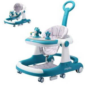 Pepita Jolly 4в1 Музикален бебешки комп с дръжка за бутане #син