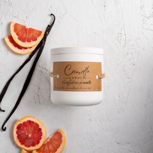 Lumanare parfumata handmade din ceara naturala de soia 100%, aroma Grefuit roz si Vanilie, Recipient ceramic, 150 g 118916568 - Odorizante de camera