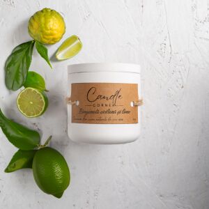 Ръчно изработена ароматизирана свещ от 100% натурален соев восък, аромат на сицилиански бергамот и лайм, Керамичен съд, 150 гр. 118916573 - Освежител за въздух