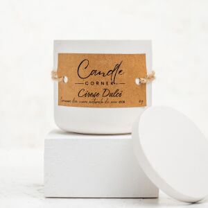 Lumanare parfumata handmade din ceara naturala de soia 100%, aroma Cirese dulci, Recipient ceramic alb, 150 g 118917062 - Odorizante de camera