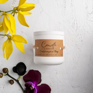 Lumanare parfumata handmade din ceara naturala de soia 100%, aroma de Orhidee neagra si Ylang, Recipient ceramic alb, 150 g 118917044 - Odorizante de camera