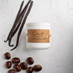 Ръчно изработена ароматизирана свещ от натурален соев восък 100%, аромат на печени кестени и ванилия, бяла керамична кутия, 150 гр. 118917102 - Освежител за въздух