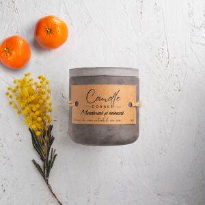 Lumanare parfumata handmade din ceara naturala de soia 100%, aroma de Mandarine si Mimoza, Recipient ceramic alb, 150 g 118917244 - Odorizante de camera