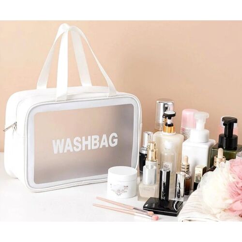Átlátszó kozmetikai táska XXL Mosótáska, fehér, PVC+TPU, 30x21x11 cm 118931422