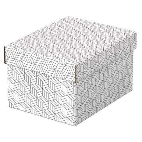 Esselte Home storage box, small size, white, geometric pattern, 3 pack