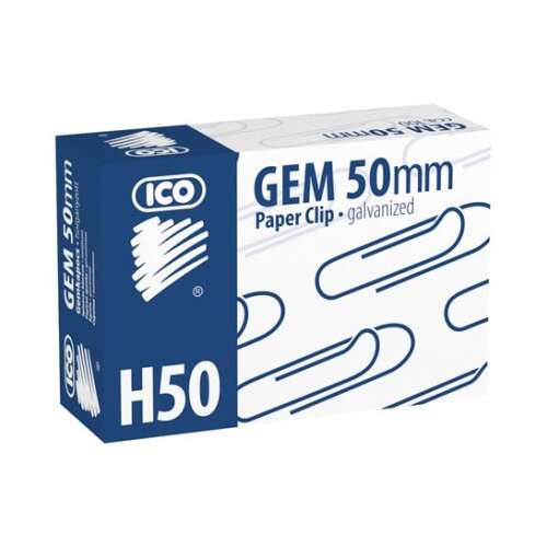 ICO Gem 50mm Paper Clip, 100 pack, galvanized