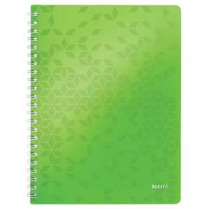 LEITZ Wow A4 spiral notebook, green, checkered, 80 sheets - Leitz