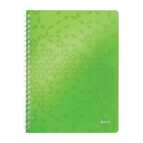 LEITZ Wow A4 spiral notebook, green, checkered, 80 sheets