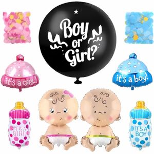 7 db gender reveal babaváró lufi készlet, S DEPOT®, lány vagy fiú, 90 cm, tarka