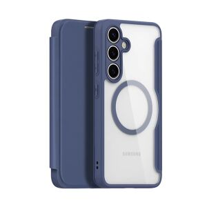 DUX DUCIS SKIN X PRO tok álló, bőr hatású (FLIP, oldalra nyíló, RFID, MagSafe) SÖTÉTKÉK Samsung Galaxy S25 (SM-S931)