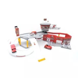 Zestaw do zabawy w remizę strażacką z parkingiem i samochodzikami - Manyuk Toys