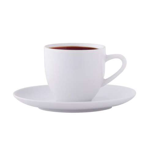 Ceașcă de cafea + farfurioară, albă, 20 cl, set de 6 "Economic"