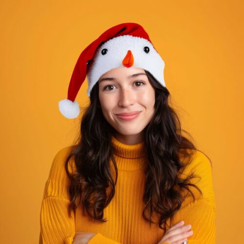 Karácsonyi mikulás sapka - Hóember mintával - 30 x 45 cm 118999945