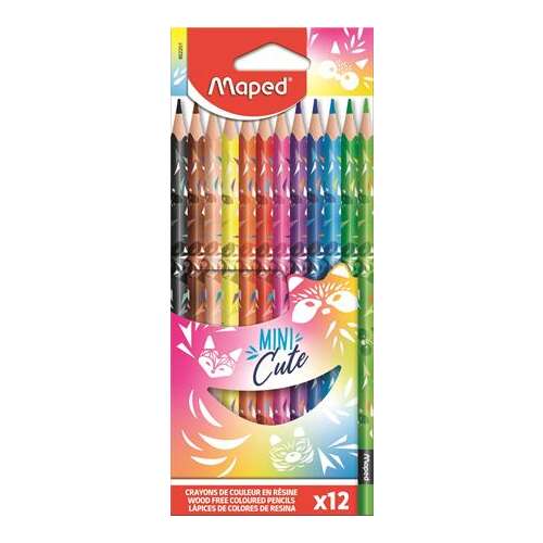 MAPED Súprava farebných ceruziek, trojuholníková, MAPED "Mini Cute", 12 rôznych farieb