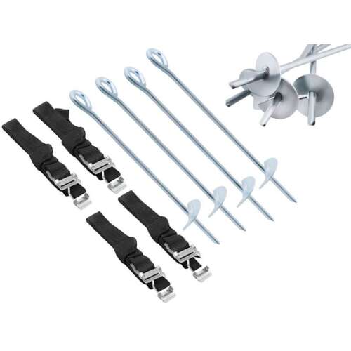 Set de ancorare pentru trambulină Malatec cu 4 ancore de sol și curele