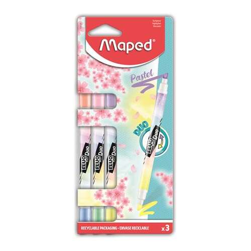Sada zvýrazňovačov MAPED, 1-5 mm, obojstranný, MAPED "Fluo Peps Duo", 6 rôznych pastelových farieb