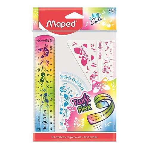 MAPED Lineal-Set, Kunststoff, unzerbrechlich, 3 Stück, MAPED "Mini Cute Twist `n Flex"