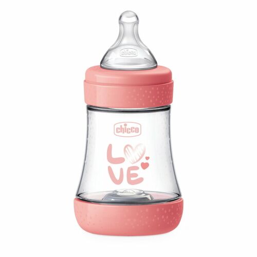 Chicco Perfect5 150ml baby bottle with slow flow nipple, pink