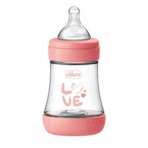 Chicco Perfect5 150ml Babyflasche mit langsam fließendem Sauger, rosa - Füttern