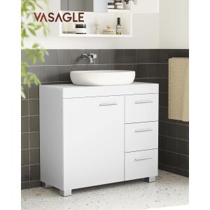 Podni ormarić za umivaonik s 3 velike ladice, 30 x 70 x 64 cm, bijeli | VASAGLE 134235729 - Kupaonski namještaj