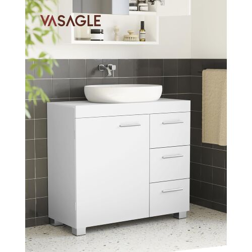 Podni ormarić za umivaonik s 3 velike ladice, 30 x 70 x 64 cm, bijeli | VASAGLE 134235729