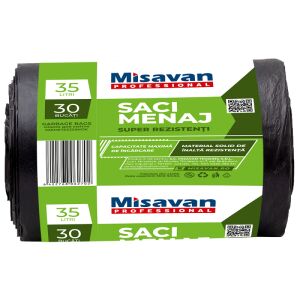Misavan Professzionális 35 literes szemeteszsákok, 30 darabos csomag, fekete - Misavan