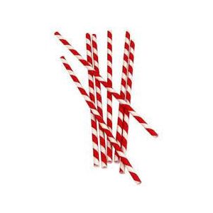 Papierstrohhalme weiß-rot 230 x 8 mm / 250 Stk 119034279 - Barzubehör