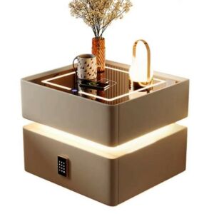 Smarter Nachttisch mit LED-Beleuchtung und kabellosem Laden – Ecru 119035075 - Nachttische