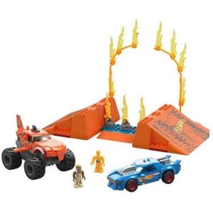 Zestaw konstrukcyjny Mega Hot Wheels Monster Trucks Tiger Shark Chomp Course z monster truckiem Tiger Shark, niebieskim samochodem i rampami - Mattel