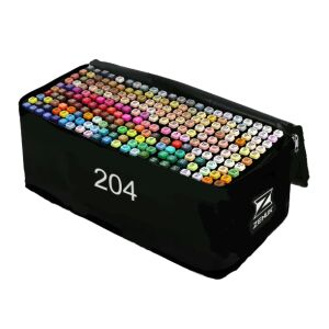 Комплект алкохолни маркери Zenuk 204 с кутия за носене, двоен връх, интензивни цветове - Маркер