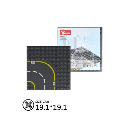 WANGE 906 építőkocka alaplap útkanyarral, 12x12 kompatibilis LEGO-val