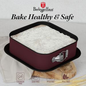 Tavă pătrată cu fund detașabil Berlinger Haus, 28 cm, culoare roșu cireș, antiaderentă, fără PFOA - Forme de coacere