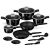Berlinger Haus Black Vantage 15 piece cookware set, featuring pots, pans, lids, and utensils