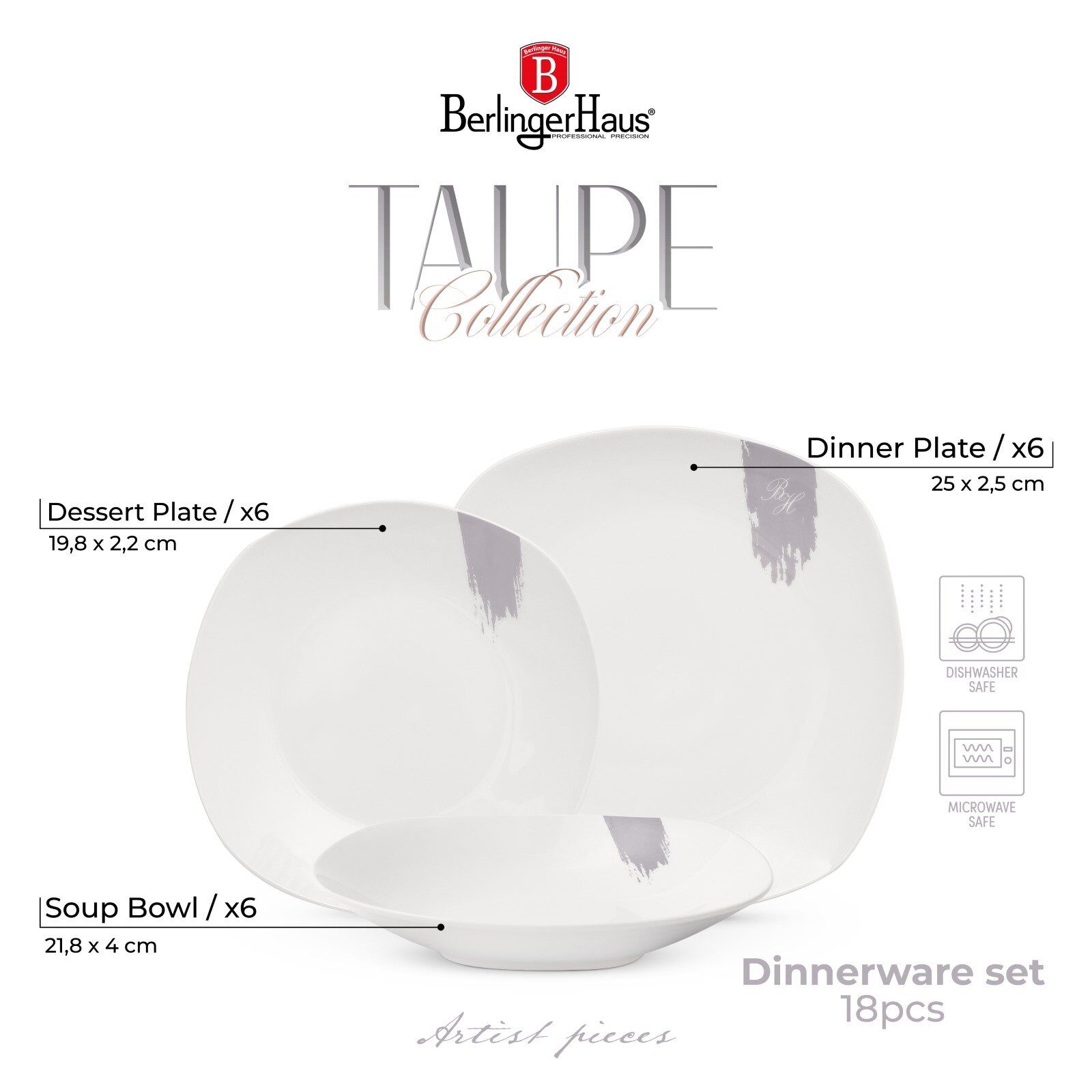 E-shop Súprava tanierov 18 kusov Taupe Berlinger Haus BH 10202