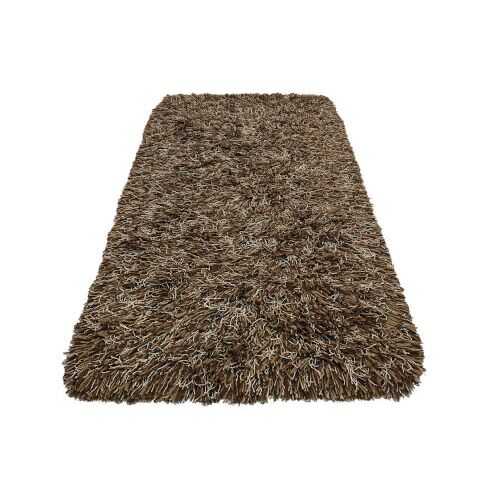 Изглед под ъгъл на килима Bakero Shaggy Wool, тъмнокафяв, 170x240 cm