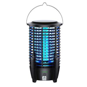 Lampa anti insecte, aparat anti tantari, muste, musculite, silentios, unghi rotatie 360 grade celsius, timp incarcare 4-5 ore, utilizare 9 ore, pentru interior sau exterior, 10W, tensiune instantanee 2000V, zona de acoperire 60 Mp, inel agatat, negru 119141062 - Lămpi dezinfectante