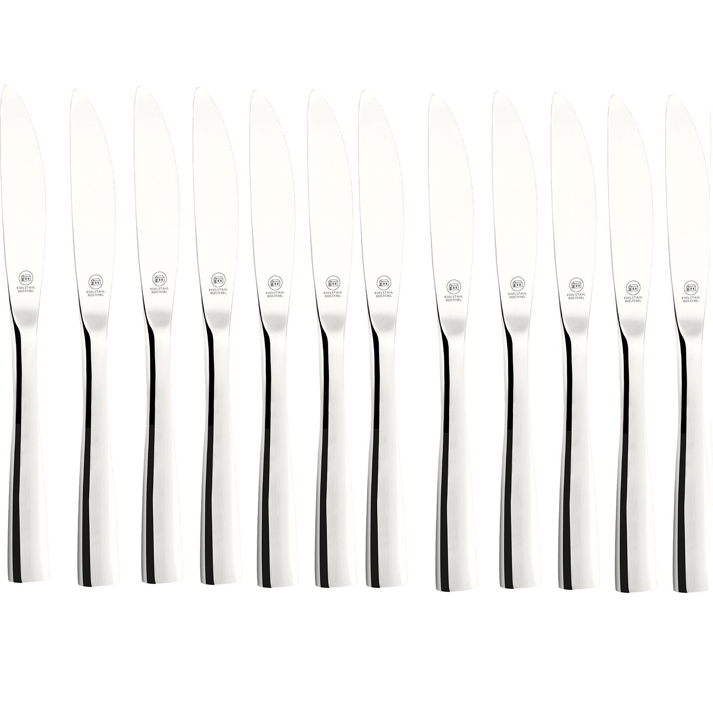 Set mit 12 Carl Schmidt Sohn-Glinde-Messern, Edelstahl 18/10, Silber