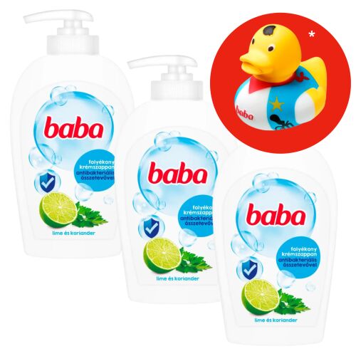 Baba Săpun Lichid Antibacterian Lime 3x250ml cu Rață de Cauciuc Cadou