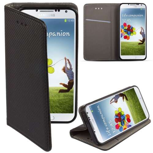 Huawei P9 Lite telefon tok, könyvtok, oldalra nyíló tok, mágnesesen záródó, fekete