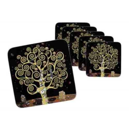 H.C.532-1217 Parafa poháralátét 10x10cm,6db-os,Klimt: Életfa 119331598