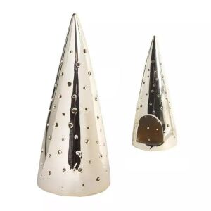 Mécsestartó fenyő kúp ezüst színű, 8 x 18,8 cm 119340487 - Mécsestartó