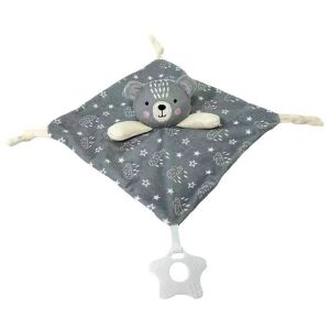 Tulilo puha plüss csörgő,rágóka,alvókendő - szürke maci