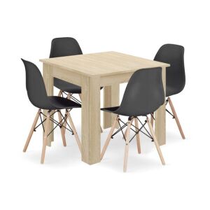 Étkező-nappali asztal + 4 szék Osaka fekete, Mercaton, fa, tölgy, 80x80x75 cm, étkezőasztal + 4 szék 135883150